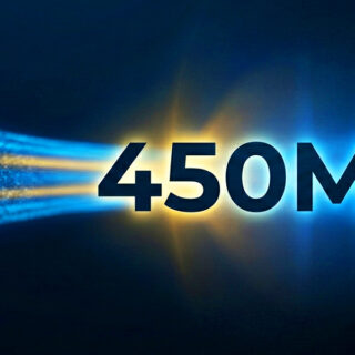 Illustration showing 450M+ real-time data signals powering large-scale digital intelligence and targeting.